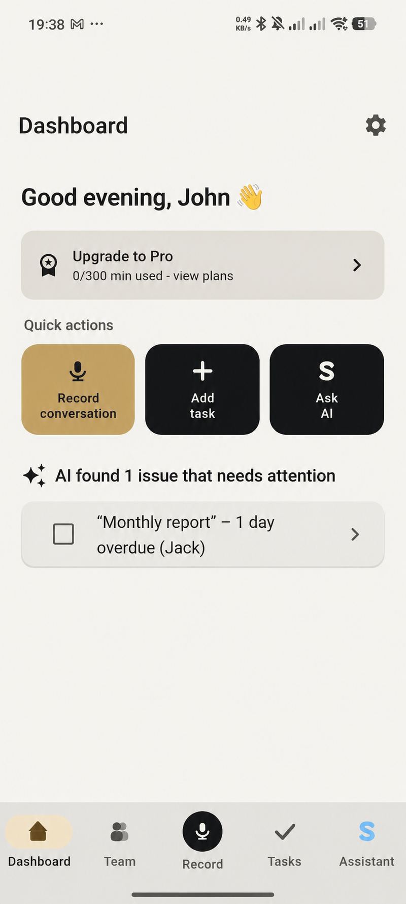 Sidekick dashboard with a daily summary and items needing attention